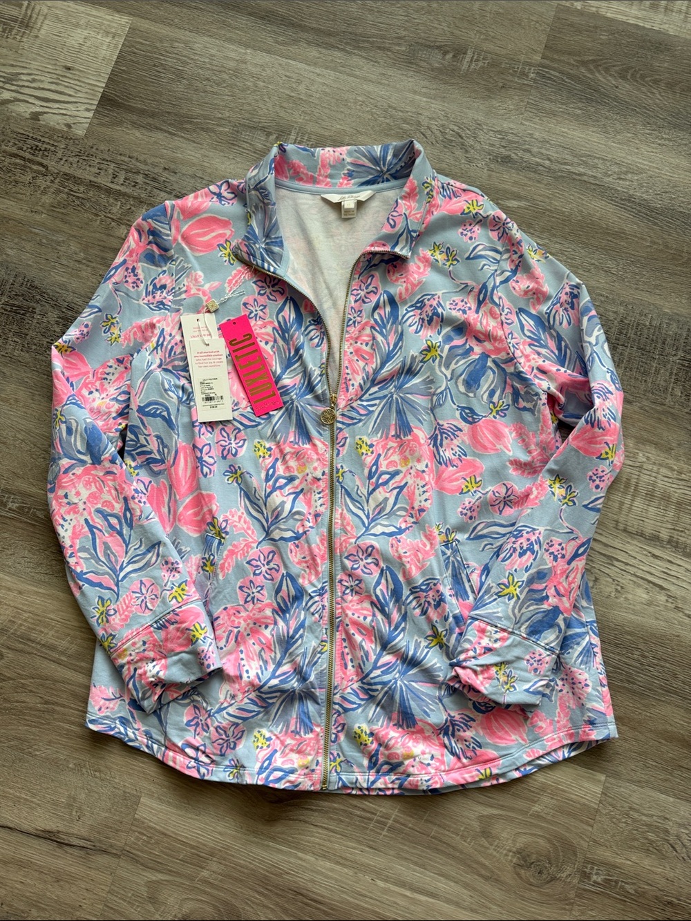 Lilly Pulitzer Leona Zip front Jacket XL elephant, splash